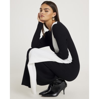 Black Monochrome Maxi Jumper Dress