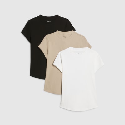 Black Multicoloured Ribbed T-Shirt Multipack