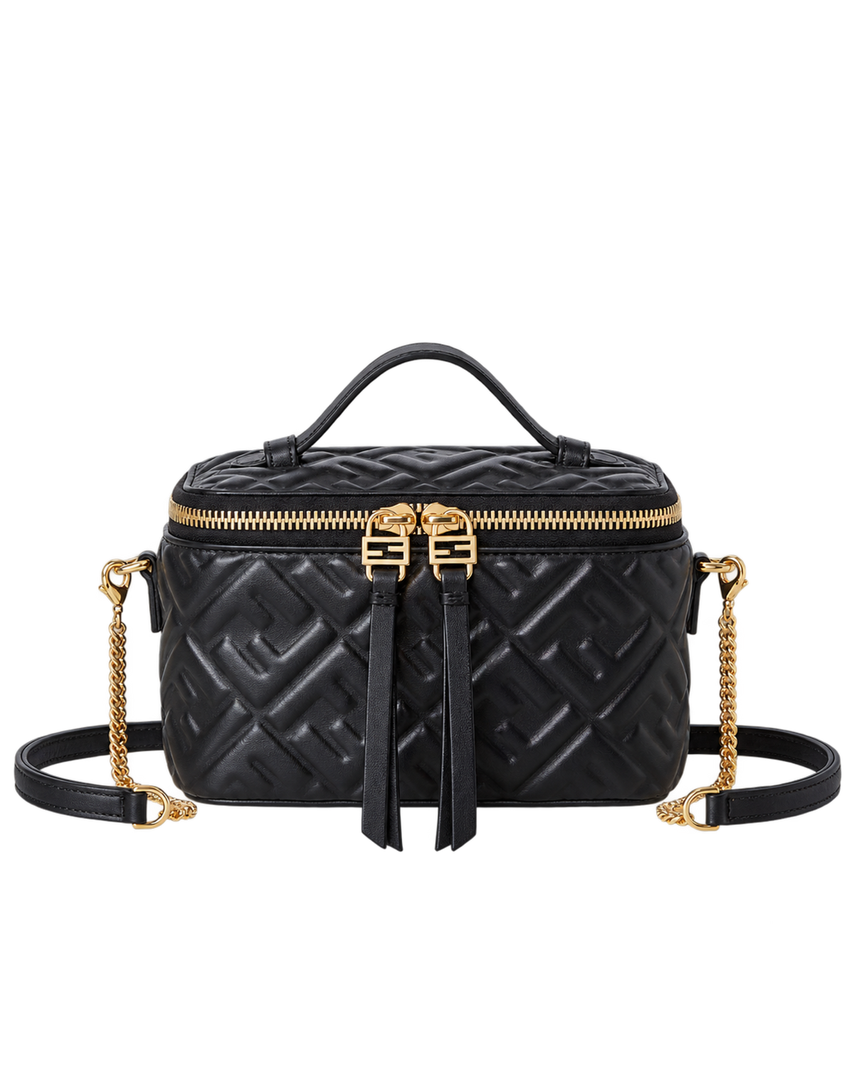 Black nappa leather mini-bag with FF motif