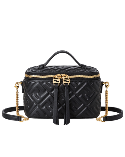 Black nappa leather mini-bag with FF motif