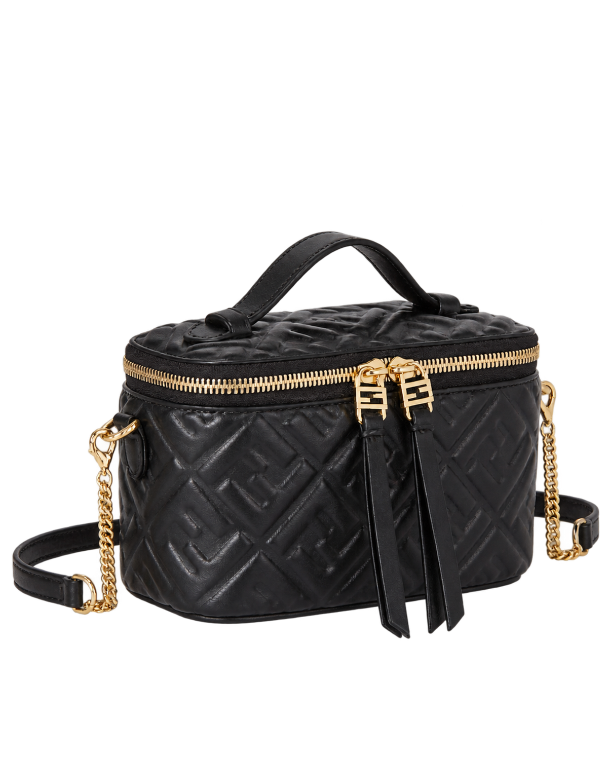 Black nappa leather mini-bag with FF motif