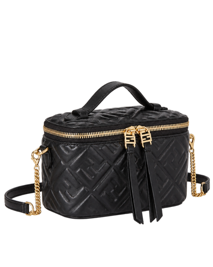 Black nappa leather mini-bag with FF motif