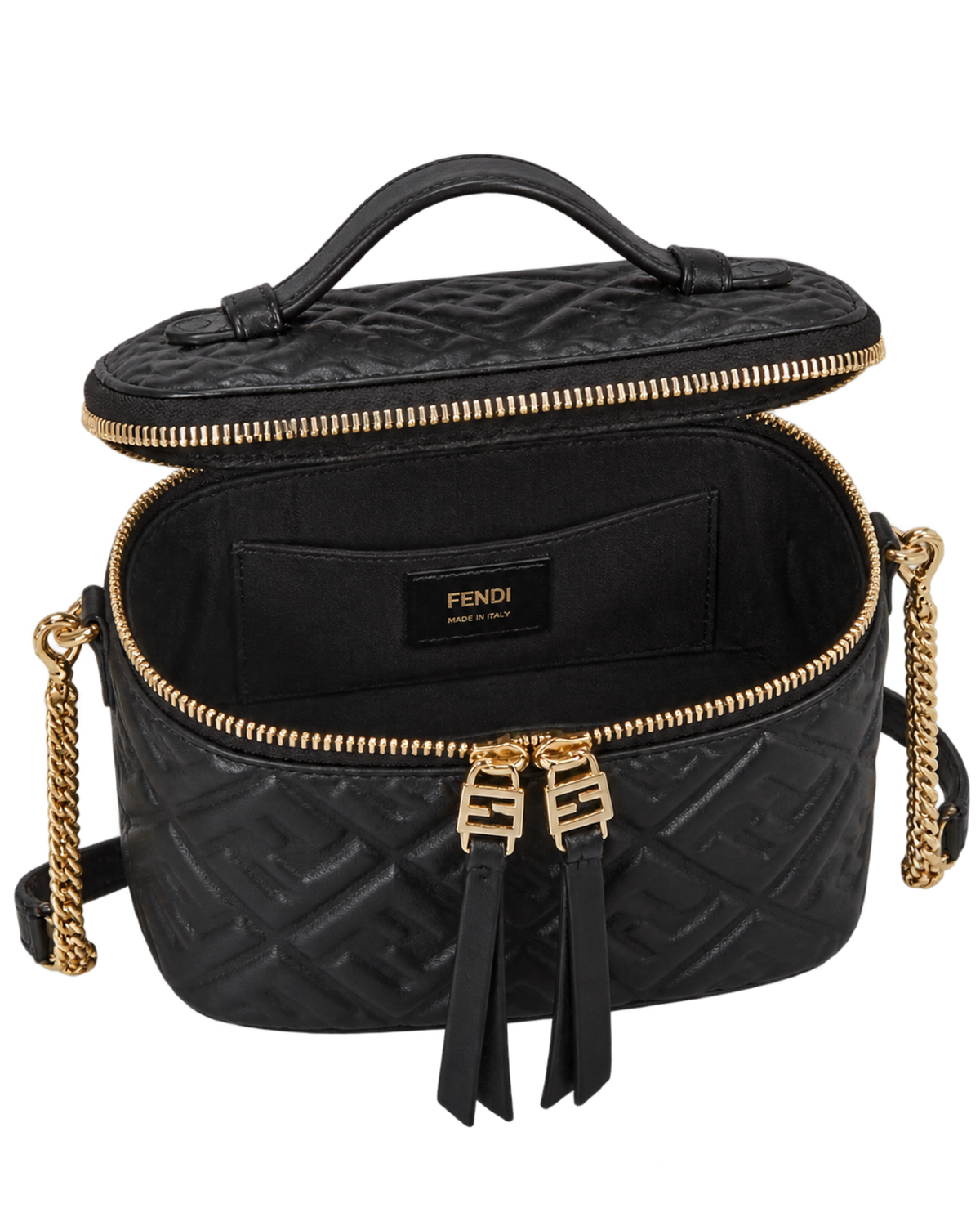 Black nappa leather mini-bag with FF motif