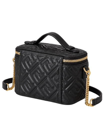 Black nappa leather mini-bag with FF motif