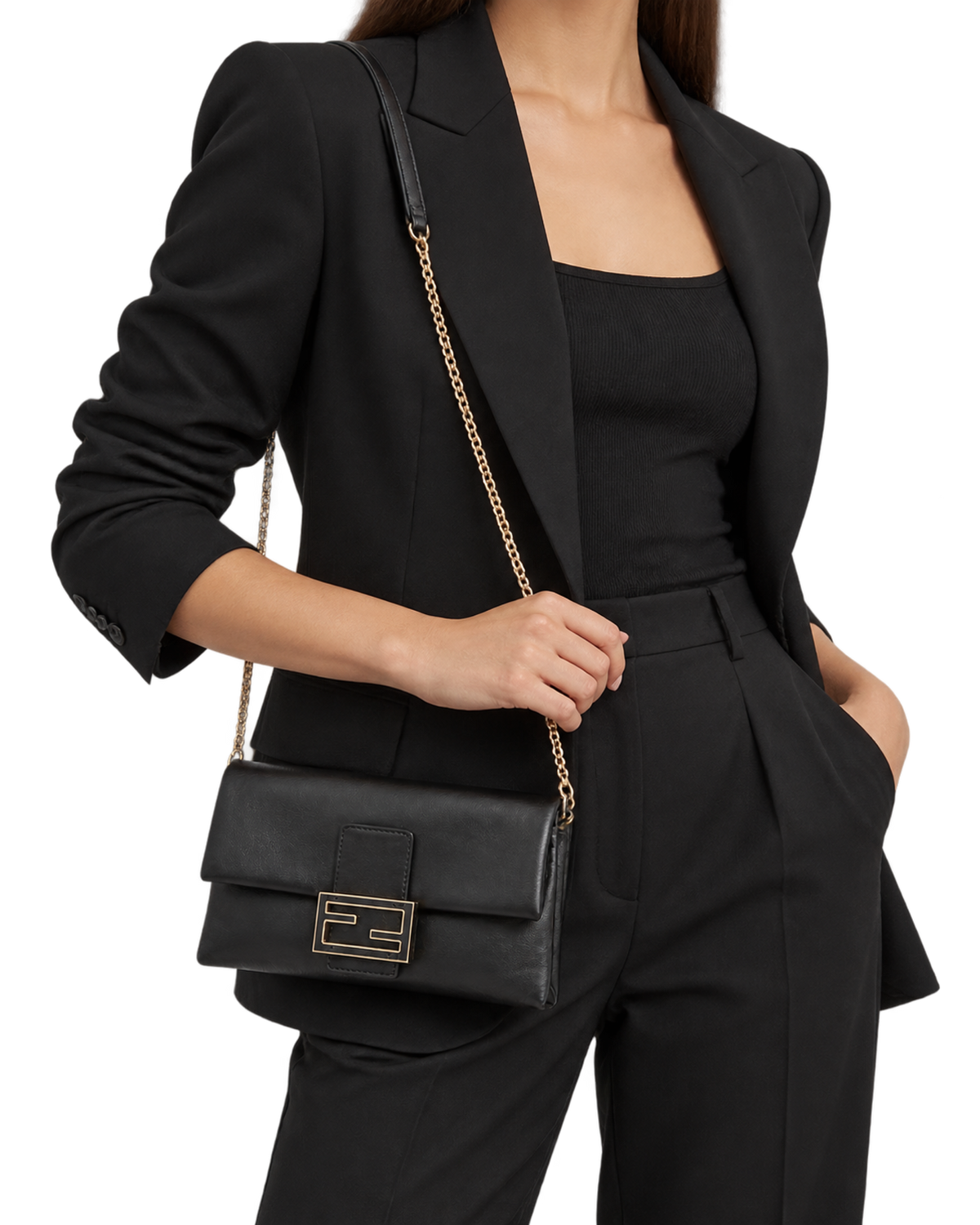 Black nappa leather pochette