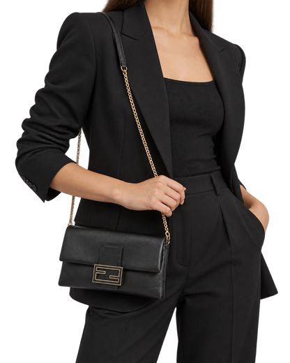 Black nappa leather pochette