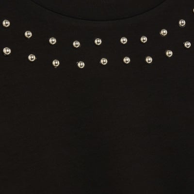 Black Neoprene Stud Batwing Sweatshirt