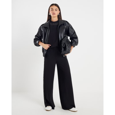 Black Neoprene Stud Batwing Sweatshirt