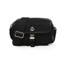Black Nylon Shoulder Bag with Buckle