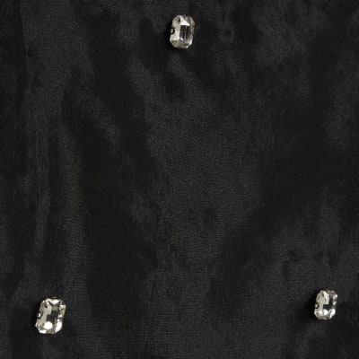 Black Organza Embellished Midi Skirt