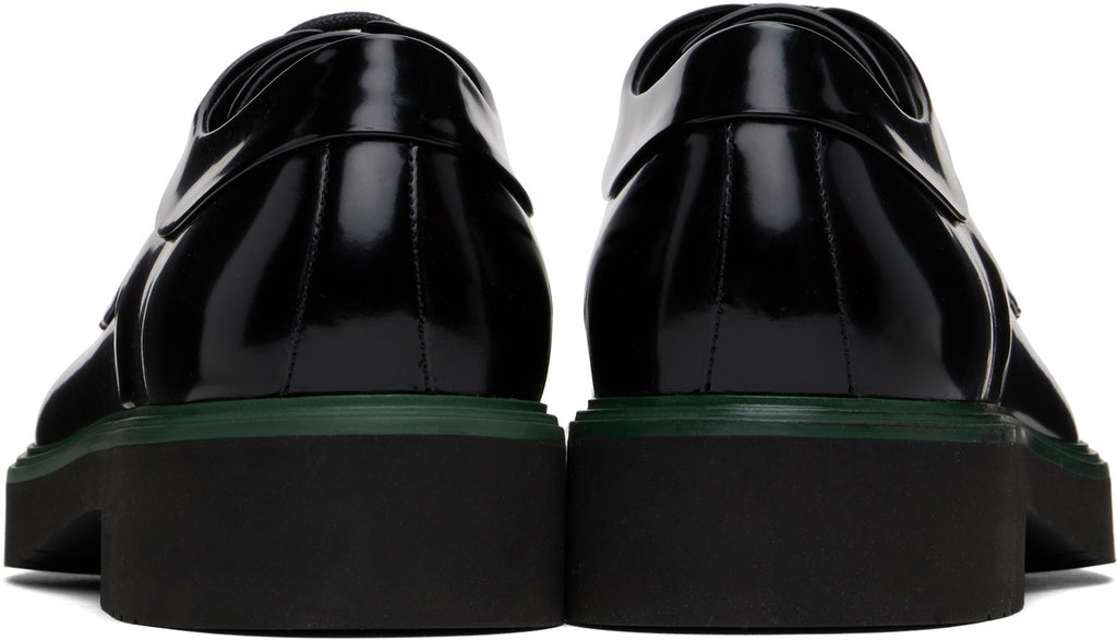 Salvatore Ferragamo Polished Leather Ornament Derby Shoes – Black