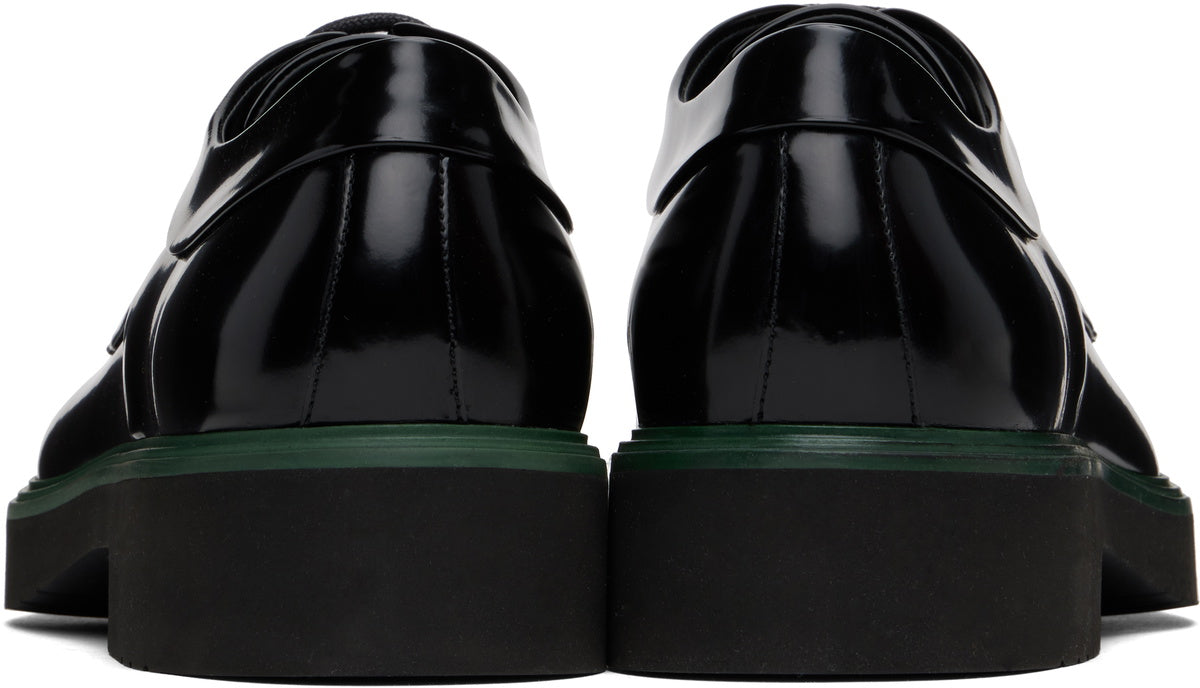 Salvatore Ferragamo Polished Leather Ornament Derby Shoes – Black