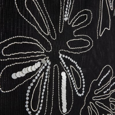 Black Palm Embroidered Sarong Skirt