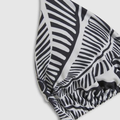 Black Palm Tree Print Bikini Set