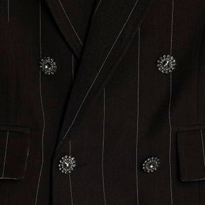 Black Pinstripe Boxy Fit Sleeveless Waistcoat