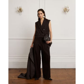 Black Pinstripe Boxy Fit Sleeveless Waistcoat