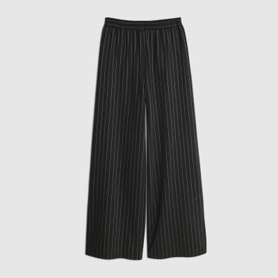 Black Pinstripe Wide Leg Trousers