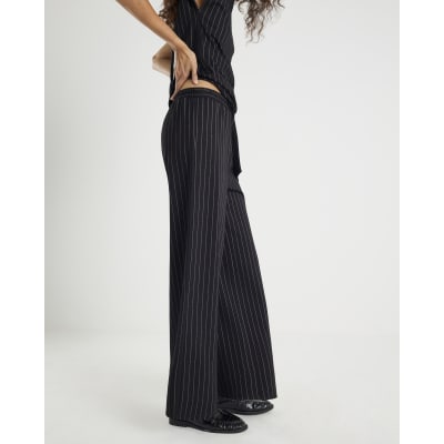 Black Pinstripe Wide Leg Trousers