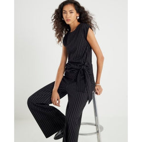 Black Pinstripe Wide Leg Trousers