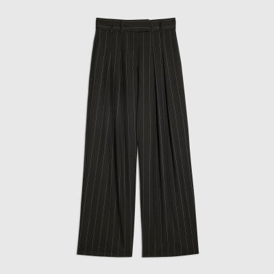 Black Pinstripe Wide Leg Trousers