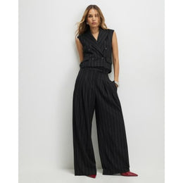 Black Pinstripe Wide Leg Trousers