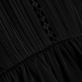 Black Pintuck Detail Peplum Blouse