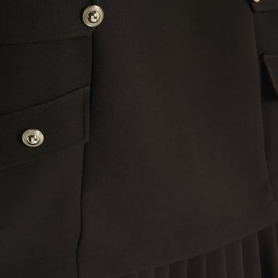 Black Pleated Hybrid Mini Dress