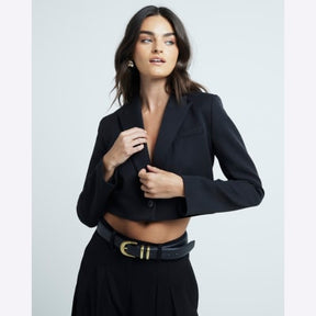 Black Pleated Wide Leg Trousers