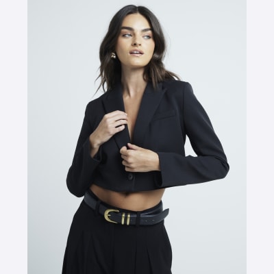 Black Pleated Wide Leg Trousers