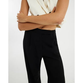 Black Pleated Wide Leg Trousers