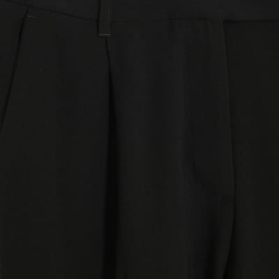 Black Pleated Wide Leg Trousers