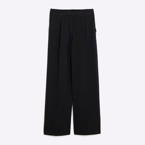 Black Pleated Wide Leg Trousers
