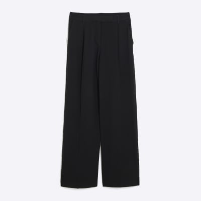 Black Pleated Wide Leg Trousers