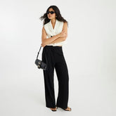 Black Pleated Wide Leg Trousers