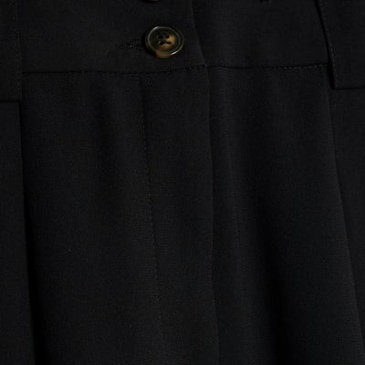 Black Pleated Wide Leg Trousers