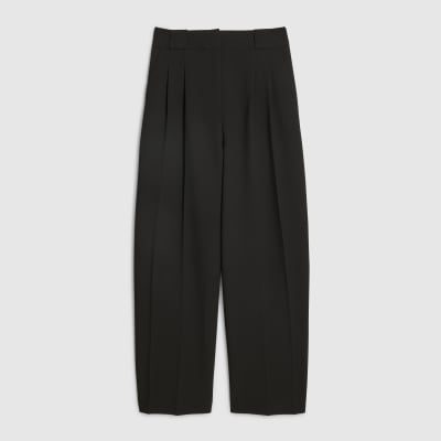 Black Pleated Wide Leg Trousers