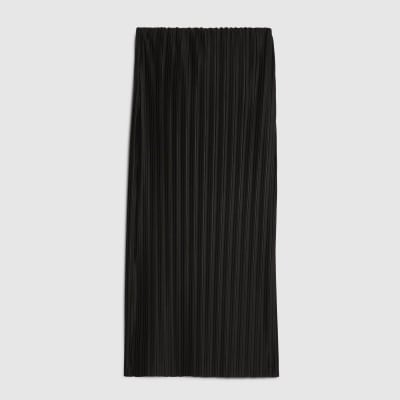 Black Plisse Midi Skirt