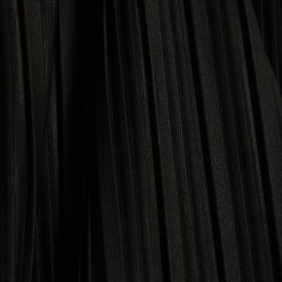Black Plisse Wide Leg Trousers