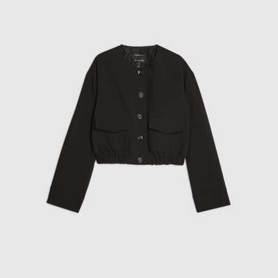 Black Pocket Detail Bomber Jacket