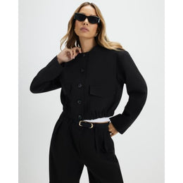 Black Pocket Detail Bomber Jacket