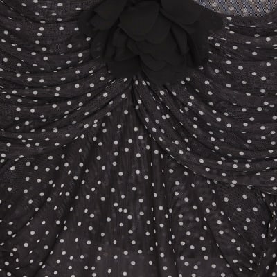 Black Polka Dot Corsage Bardot Bodysuit