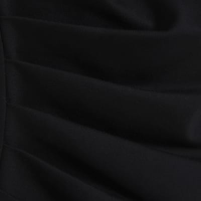 Black Ponte Sleeveless Button Detail Top