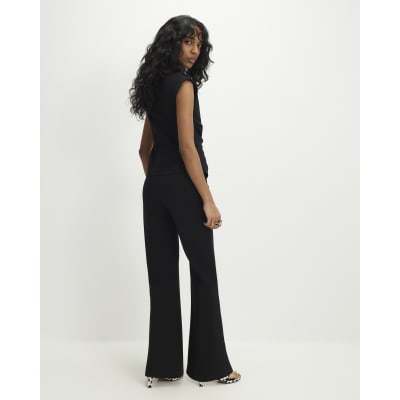 Black Ponte Tailored Flared Trousers