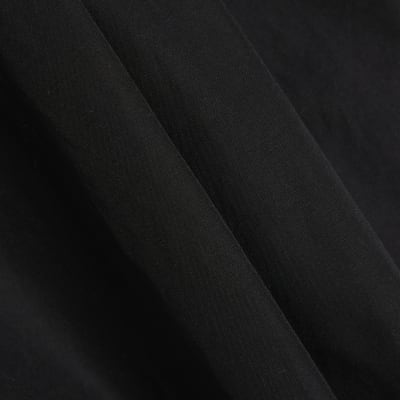 Black Poplin Barrel Leg Trousers