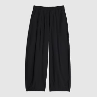 Black Poplin Barrel Trousers