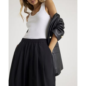 Black Poplin Barrel Trousers