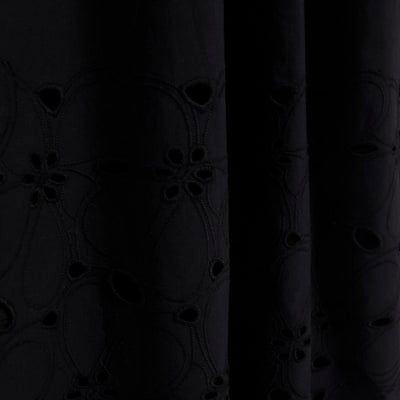 Black Poplin Broderie Tie Back Midi Dress