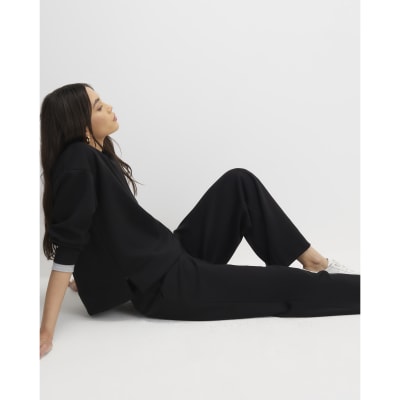 Black Premium Drawstring Wide Leg Joggers