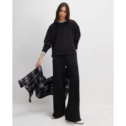 Black Premium Drawstring Wide Leg Joggers