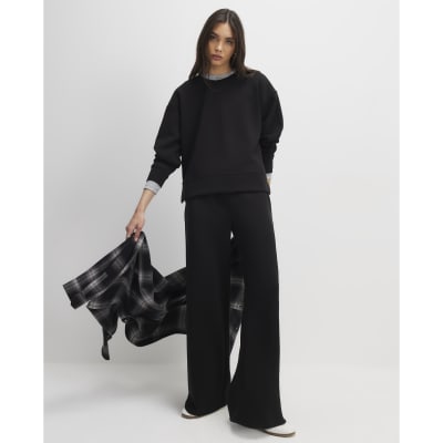 Black Premium Drawstring Wide Leg Joggers